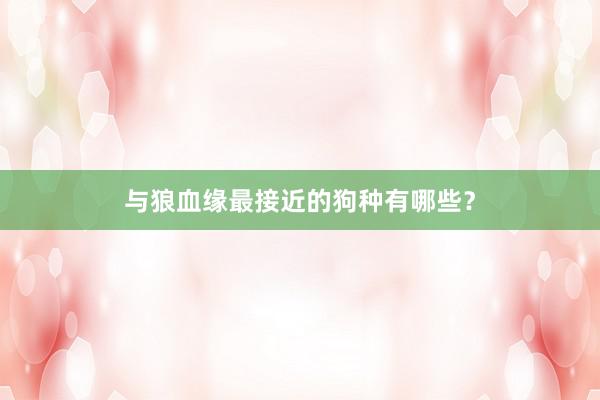 与狼血缘最接近的狗种有哪些？